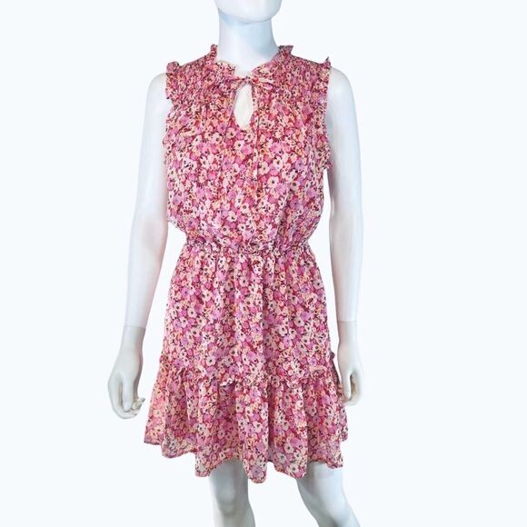 Gypsies & Moondust Floral Mini Dress Cottagecore Summer Sleeveless Womens Pink - Picture 1 of 12